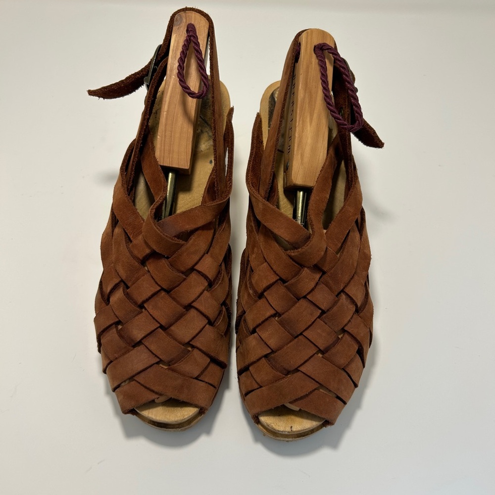 No.6 Rare woven leather peep-toe sling back clog sandal. Size 39 - Picture 6 of 8